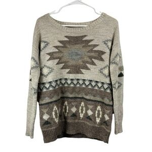 American Eagle Size XS Sweater Tan Beige Wool Blend Aztec Southwestern